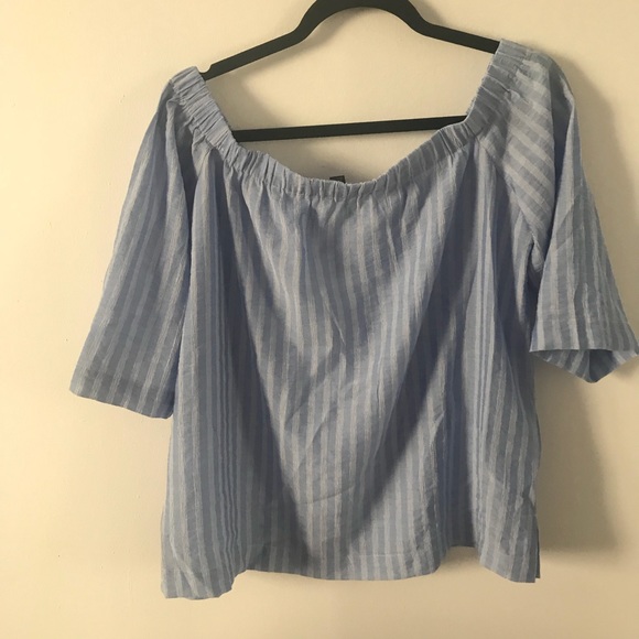  NWT Ann Taylor Stripe Stripe Off The Shoulder - Picture 3 of 4